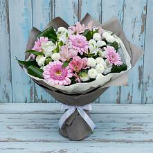 Букет цветов из:  Герберы, Альстромерии и Хризантемы в Рудне Волгоградской области