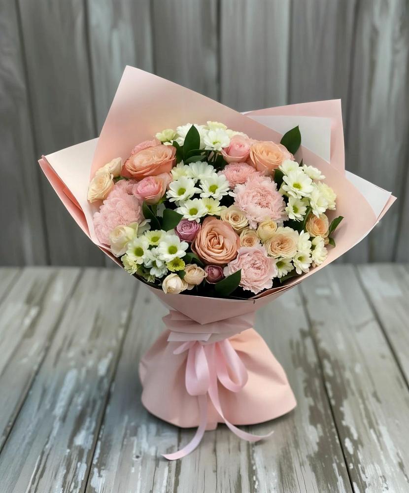 Букет цветов из: Гвоздики, Розы и Хризантемы в Рудне Волгоградской области