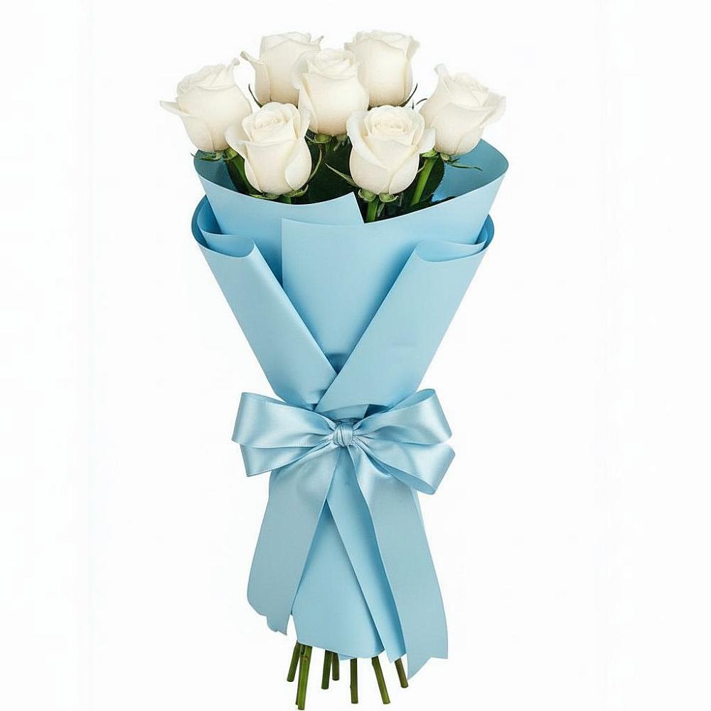 Букет 7 белых роз Проуд в Рудне Волгоградской области