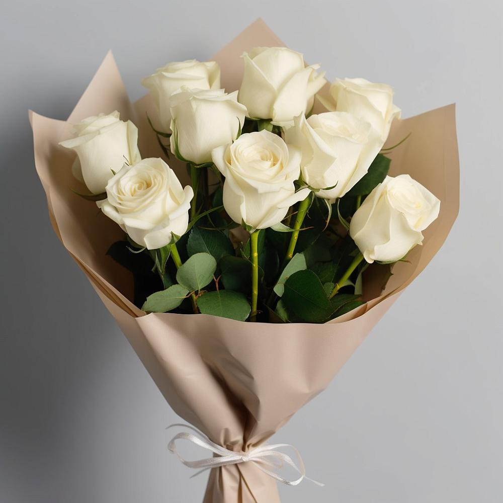 Букет 9 Белых роз Эдлесс Лав в Рудне Волгоградской области