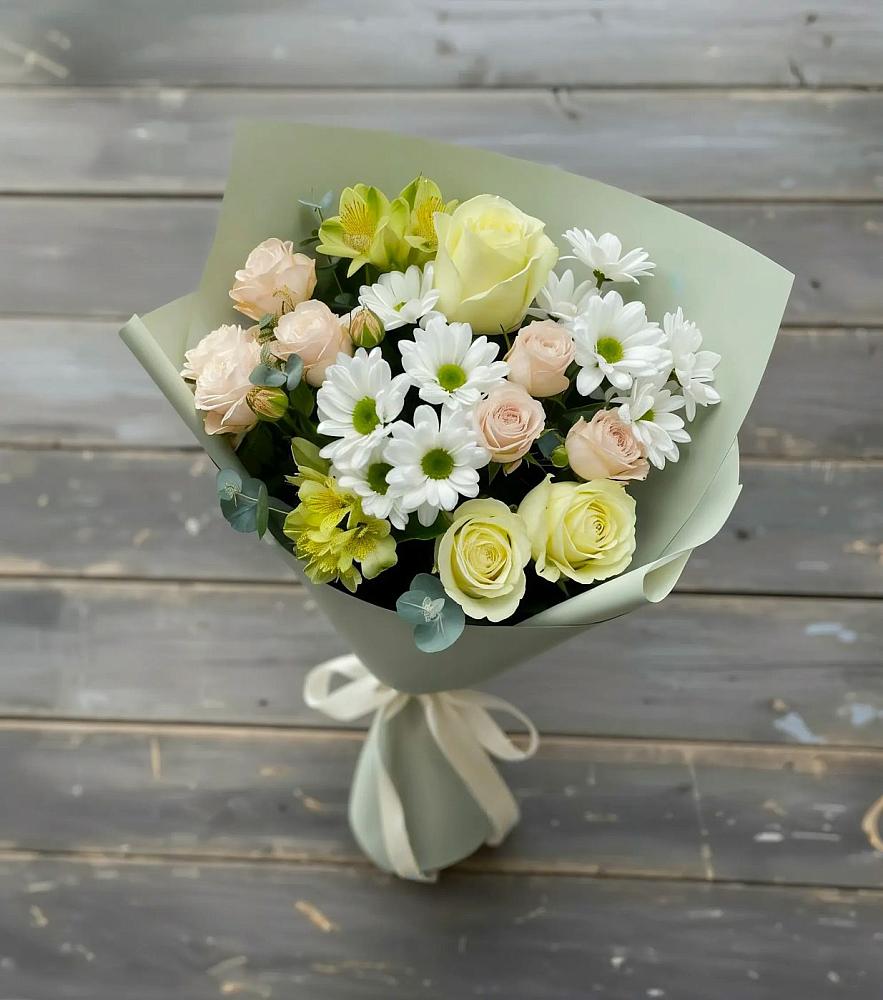 Букет цветов из: Альстромерии, Розы и Хризантемы в Рудне Волгоградской области