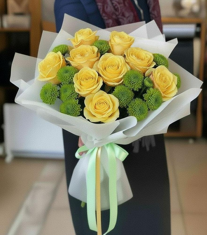 Букет цветов из: Хризантемы и Розы в Рудне Волгоградской области