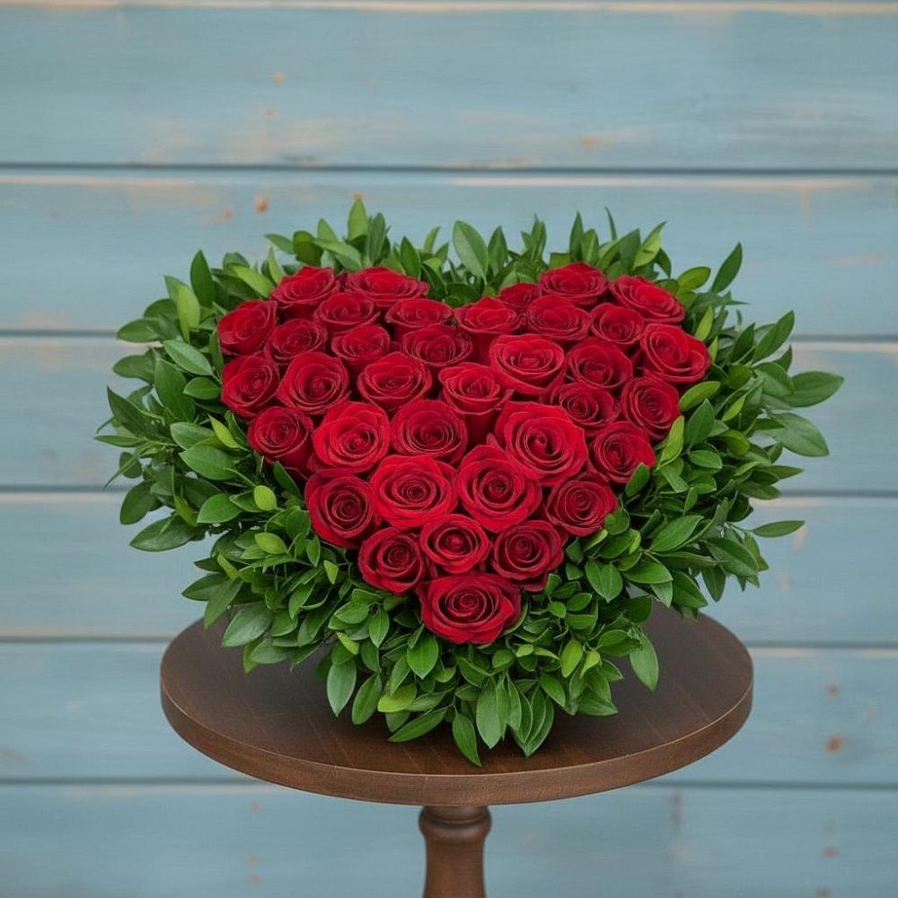 Цветочная композиция из Розы в виде сердца в Рудне Волгоградской области