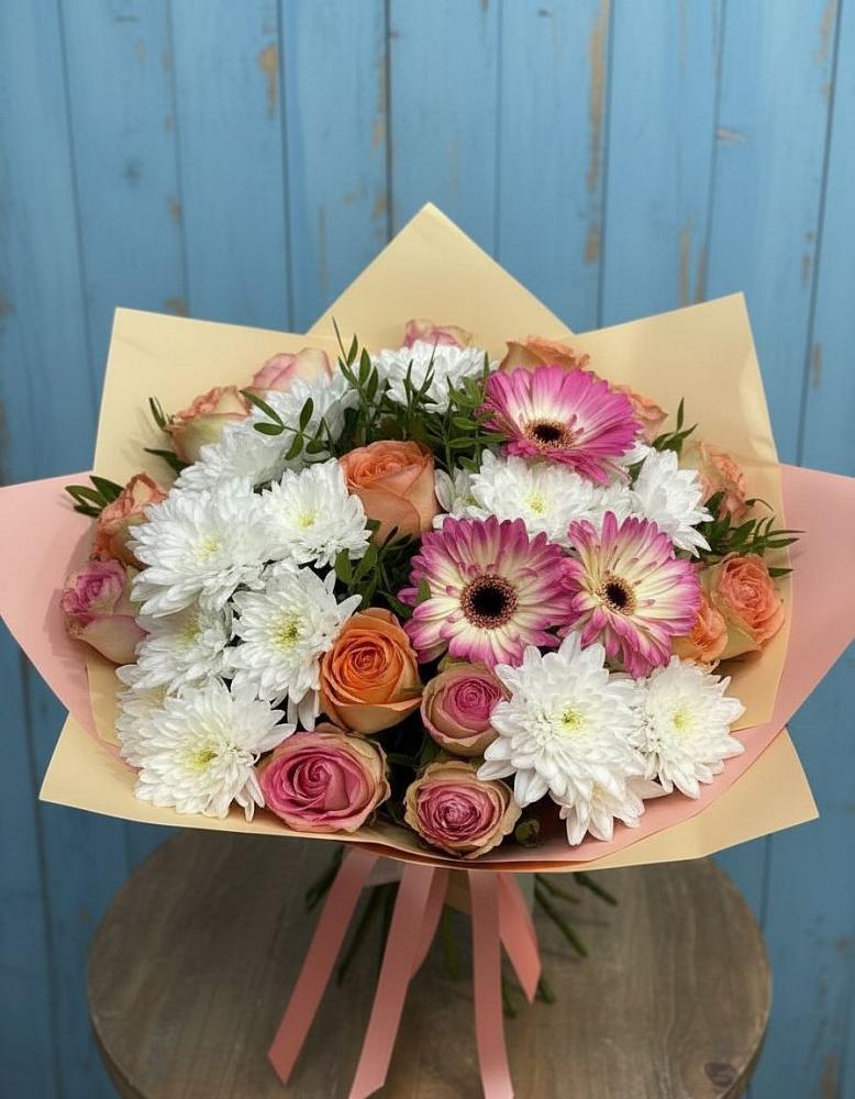 Букет цветов из: Розы, Герберы и Хризантемы в Рудне Волгоградской области