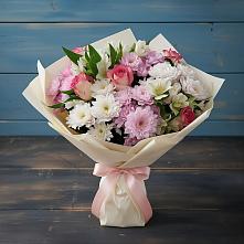 Букет цветов из:  Хризантемы, Альстромерии и Розы в Рудне Волгоградской области