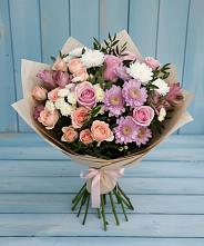 Букет цветов из:  Хризантемы, Розы и Альстромерии в Рудне Волгоградской области