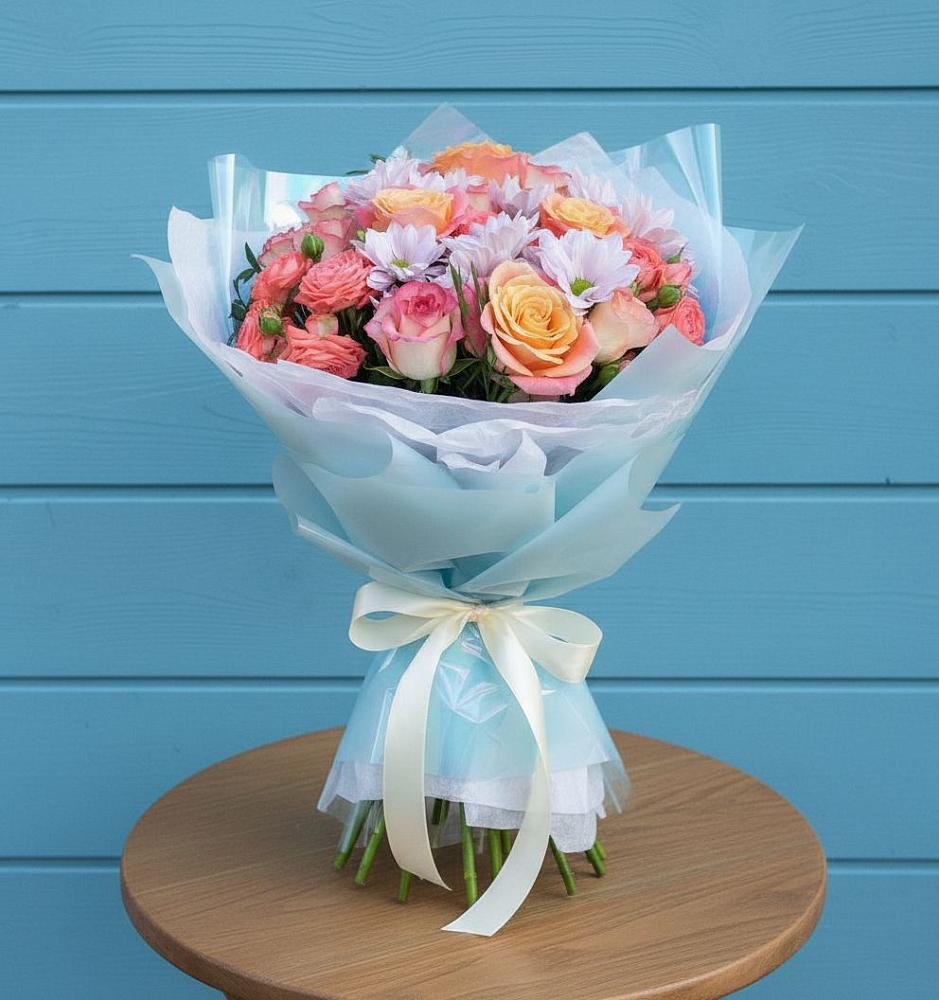 Букет цветов из: Хризантемы и Розы в Рудне Волгоградской области