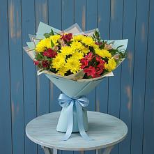 Букет цветов из:  Альстромерии и Хризантемы в Рудне Волгоградской области