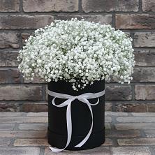 Цветочная композиция из Гипсофила в шляпной коробке в Рудне Волгоградской области