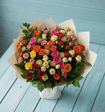 Букет Микс из разноцветных кустовых роз в Рудне Волгоградской области